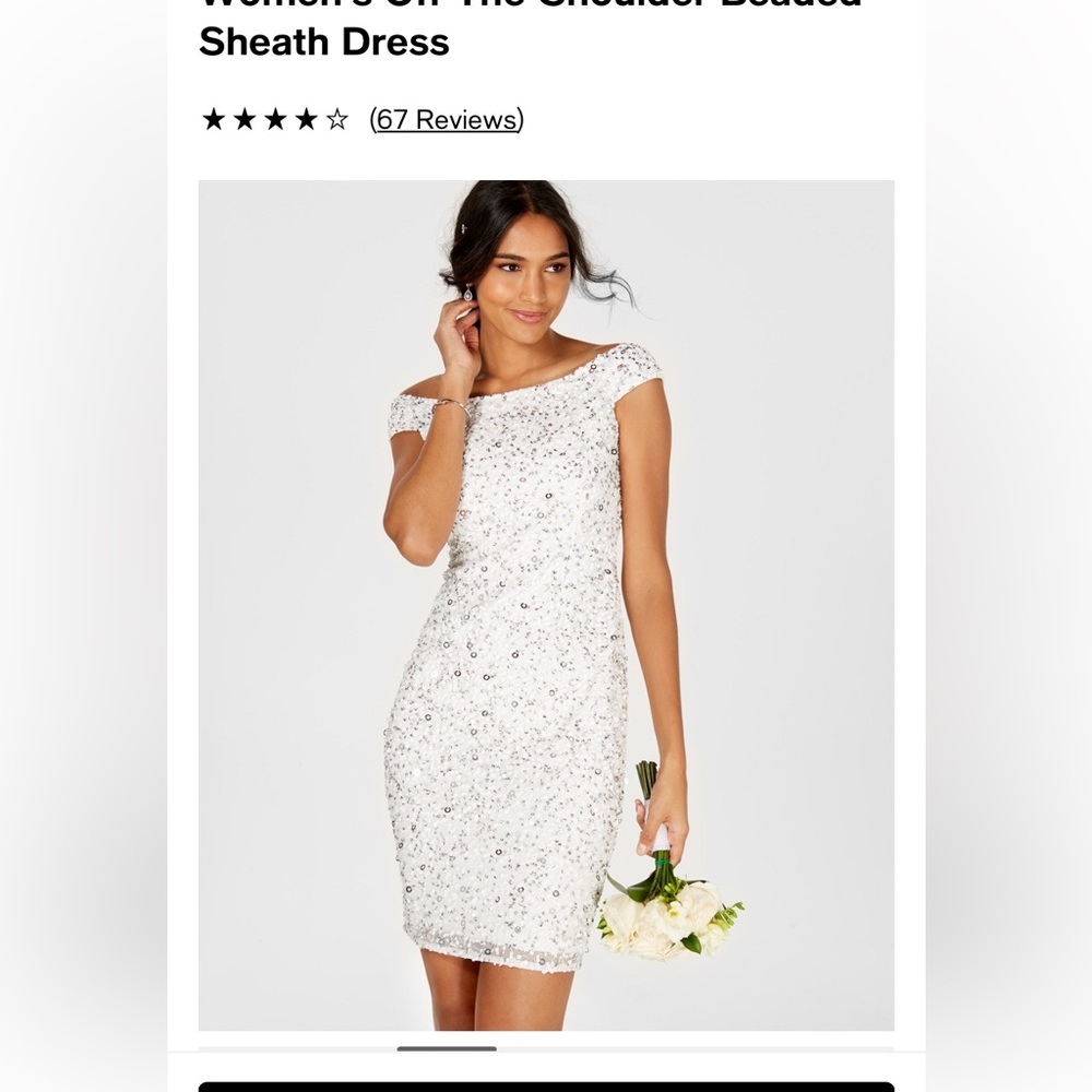NWT Adrianna Papell off the shoulder beaded dress